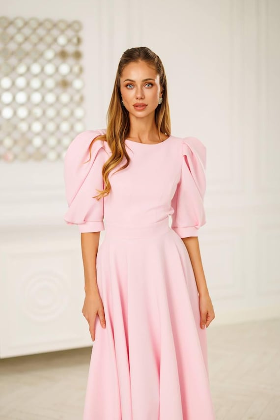 light pink dance dresses Light Pink Ballet Dress with Off Shoulder Flutter Sleeves main image 0