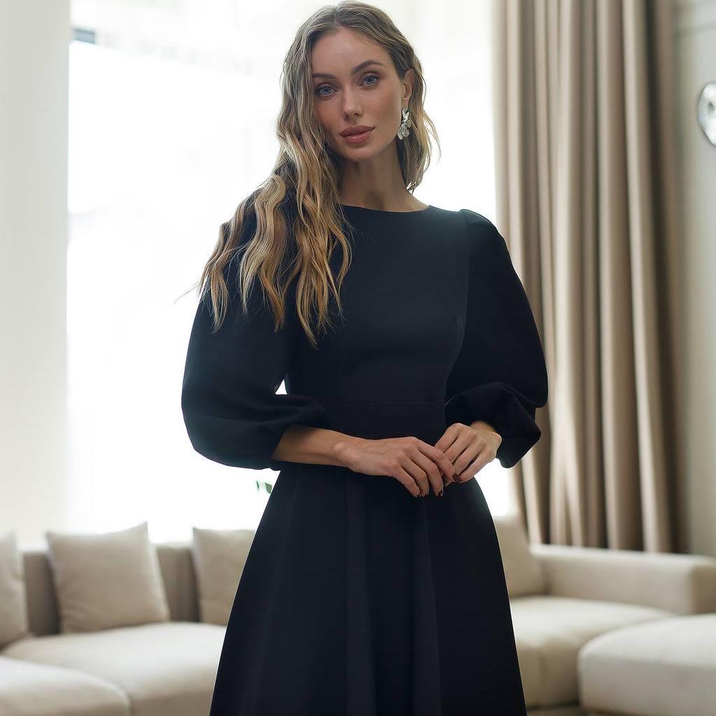 未使用タグ付✨Uhr Puff Sleeve Back Open Dress Amazon.com: Dresses for Women Women's Dress Puff Sleeve Tied