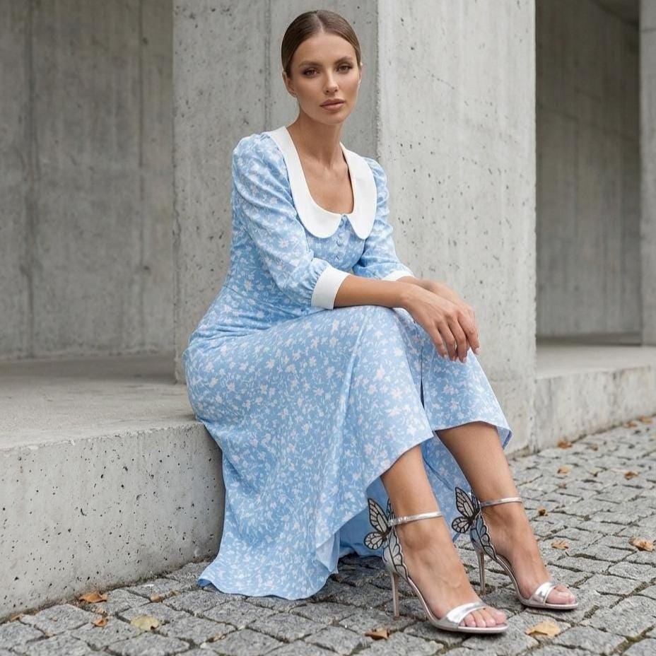 Light Blue Tea Length Dress - Etsy