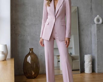 Powder 2-Piece Women's Suit: Elegant Wedding Occasion 2-Piece
