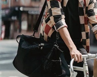 Handmade fashion personality black large capacity shoulder bag