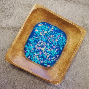 Tropical Home decor jewelry bowl ocean resin art trinket dish engagement ring holder gift for bride to be Hawaii wedding gift for her ocean