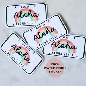 Aloha Vinyl Sticker for water bottle and laptop sticker Hawaii License Plate Vinyl Decal Waterproof sticker trendy Hawaii Souvenir sticker