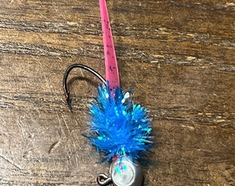 Hand tied crappie jigs “ cotton candy”