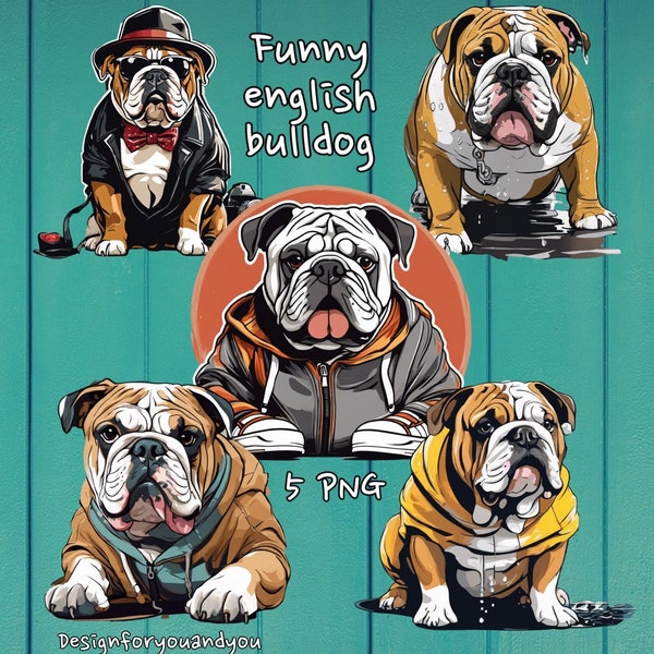 Funny english bulldog Clipart PNG