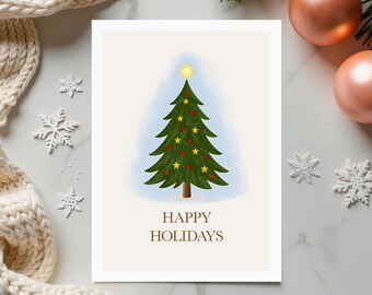 Whimsical Christmas Tree Postcards Pack of 10 | Happy Holidays Post Card Stationery | Christmas Card Alternative