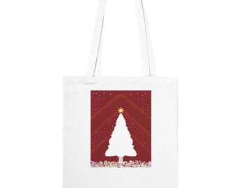 Christmas Tree Canvas Tote Bag | Holiday Shopping Bag