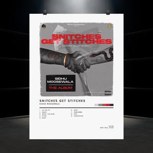 Sidhu Moose Wala - Snitches Get Stitches Digital Album Cover Poster | High-Resolution | Instant Download | Punjabi Music Art