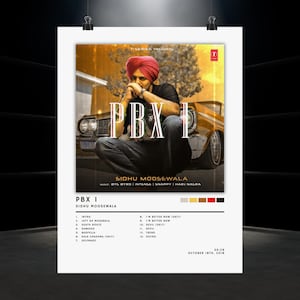 Póster de portada de álbum digital Sidhu Moose Wala - PBX 1 / PNG de alta resolución / Descarga instantánea / Arte musical punjabi