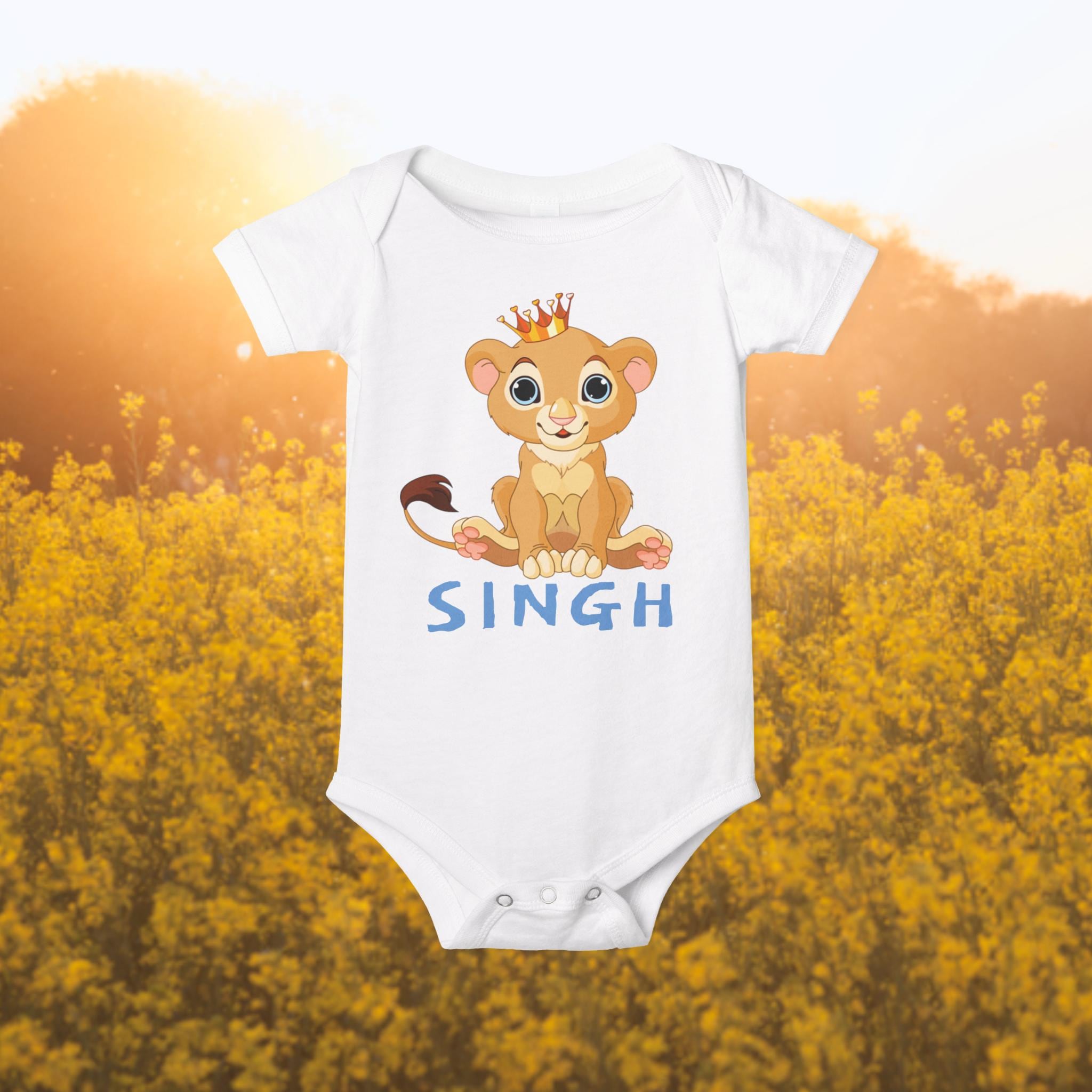 SINGH Baby Body - Punjabi Baby Body | Sikh Kleinkind Outfit | Löwenjunges | Sikh Baby Geschenk | Kesari Babykleidung |Royal Blau |Vaisakhi Geschenk