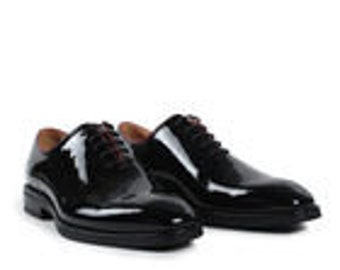 Brogue Oxford para hombre de cuero negro hecho a mano genuino