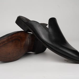 Black and Brown Patent leather Whole Cut loafer Backless Slip On Mule Custom Made-To-Order Shoes  Premium Quality Handmade Best Gift