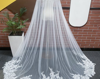 Sparkling Shoulder Cape Veil Beaded Lace Bridal Cloak with Sequins Floral Lace Wedding Cape Floor Length Cape Veil Floral Lace Bridal Wrap