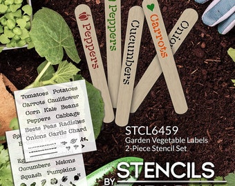 Vegetable Label Stencil for DIY Garden Markers - Select Size - USA Made | Craft & Paint Easy Plant Tags for Home Garden | STCL6459
