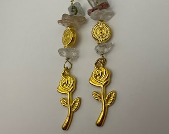 Gold Rose Earrings