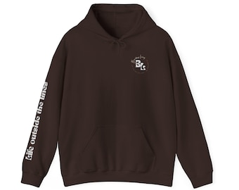 Minimal Boundless Living Logo crest Hoodie | Brown Hoodie with Sleeve Stars