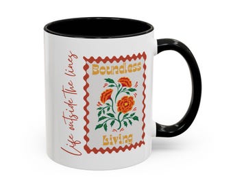Boundless Living Marigold Floral Stamp Mug | Accent Coffee Mug Life Outside the Lines