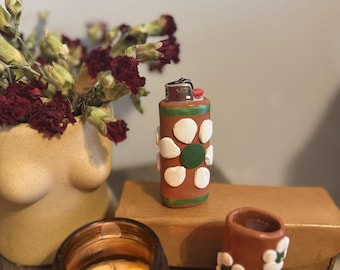 Mexican Talavera inspired floral luxury clay lighter case