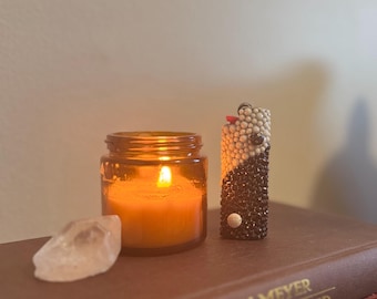 Yin Yang white howlite and snowflake jasper luxury lighter case