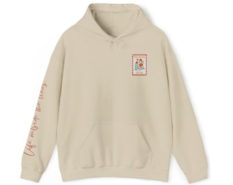 Floral Marigold Stamp Boundless Living Hoodie | 'Life Outside the Lines' Sleeve Text