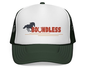 Boundless Living Horse Trucker Hat – Retro Western Foam Cap with Horseshoe Design