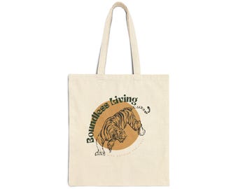 Boundless Living retro tiger illustration Tote Bag | vintage sunset design
