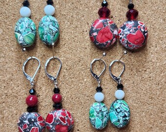 Mosaic Magnesite Earrings, Gemstone Jewelry, Gift for Her
