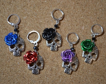 Sugar Skull Dangle Earrings: La Catrina Jewelry, Halloween Earrings