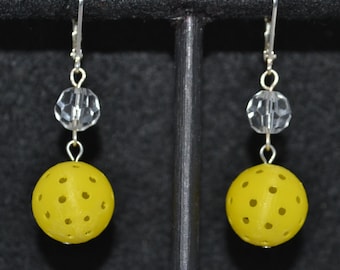 Adorable Pickleball Earrings with Dazzling Crystals