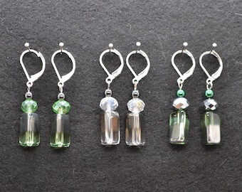 Boho Chic Glass Bead Earrings with Sparkling Crystal Accents, Two-tone Dangle Earring