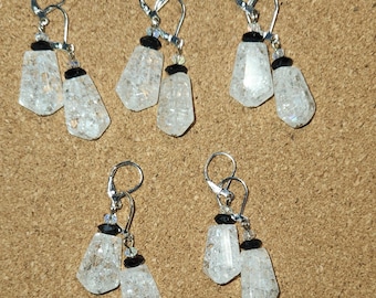 Icy Crackle Quartz Earrings, Quartz Bead Dangle Earring, Frozen Elsa Earrings, Winter Jewelry, Winter Wedding
