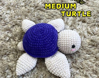 Schema per tartaruga media all'uncinetto, schema amigurumi, tartaruga marina gigante all'uncinetto, schema PDF, animale di peluche, regalo a forma di tartaruga, adatto ai principianti