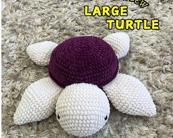 Crochet Large Turtle Pattern, Amigurumi Pattern, Jumbo Crochet Sea Turtle, PDF Pattern, Plush Animal, Turtle Gift, Beginner Friendly