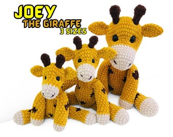 3in1 Niedrige Nähen Häkeln Joey die Giraffe Muster, Amigurumi Muster, Häkelmuster Giraffe, PDF Muster, Plüsch Tier, Große Giraffe Stofftier
