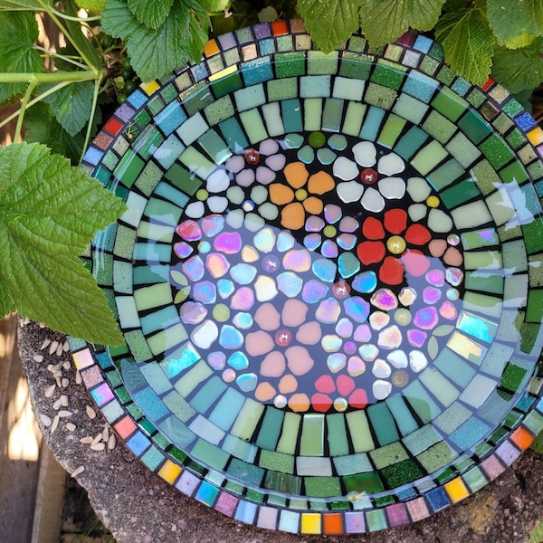 FLORA mosaic birdbath kit. No cutting required. Suitable for beginners. Craft gift. Workshop in a box