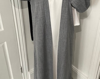 Premium Linen Dubai Open Abaya | Khaki Green, Black, Grey, Brown, Beige (Plain & Designer) | Comes with a belt | Different sizes |