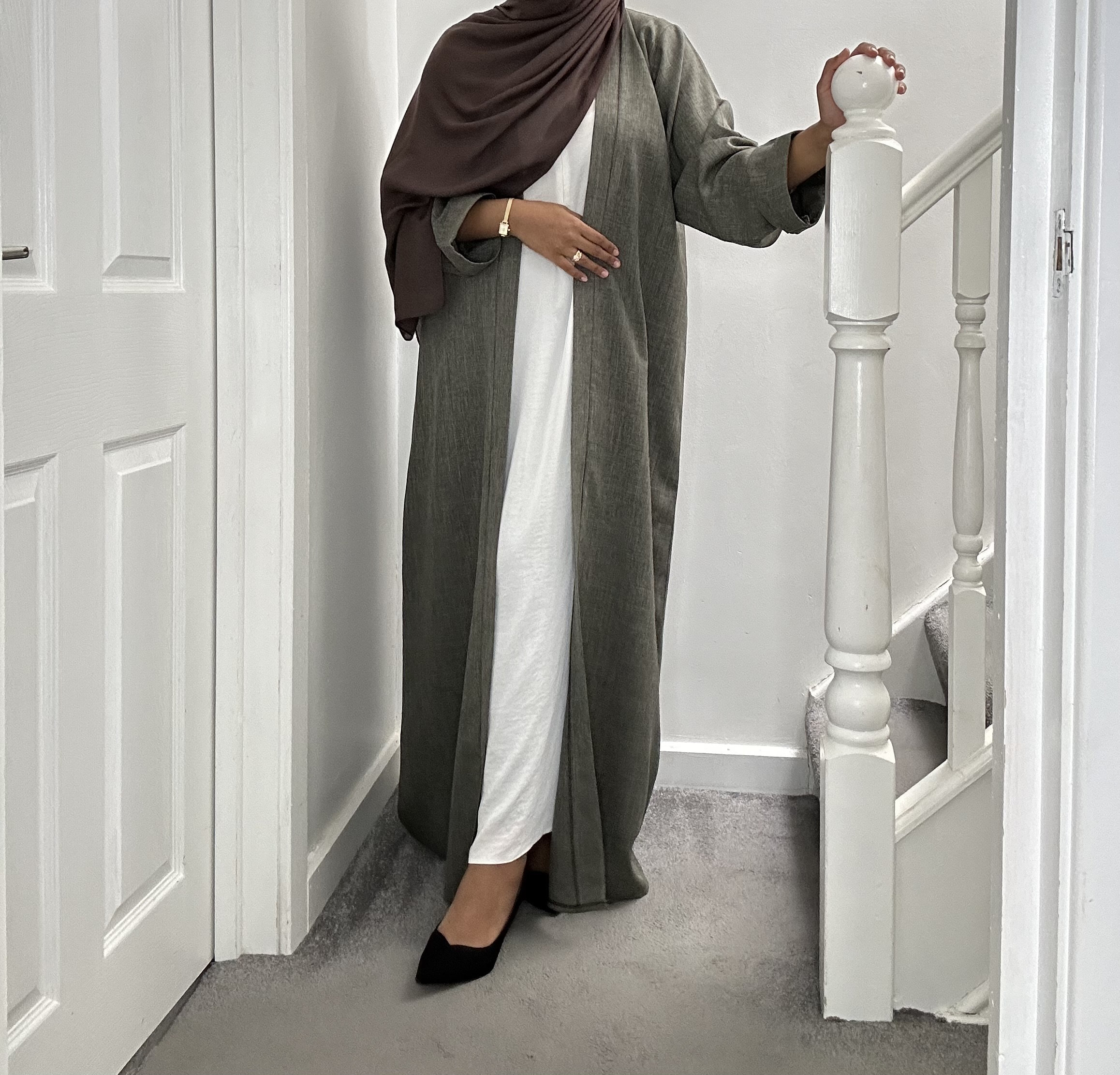 Lara Abaya & Cape Set - Khaki Green main image 1