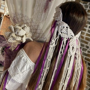 macrame veil ,macrame bouquet, vintage veil ,wedding veil , boho veil ,bohomeian veil , bridal veil , bridal boho accessory,  unique veil