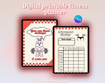 Cute Printable Fitness Planner Digital Workout Planner Printable Weight loss Tracker Printable Fitness Journal Planner Workout Goodnotes