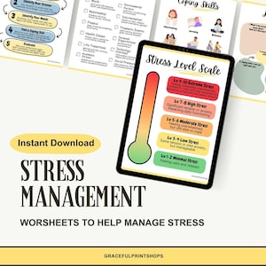 Stress Management Worksheets | Digital Download for Stress Management | Printable Stress Relief toolkit
