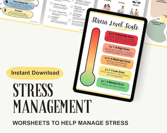 Stress Management Worksheets | Digital Download for Stress Management | Printable Stress Relief toolkit