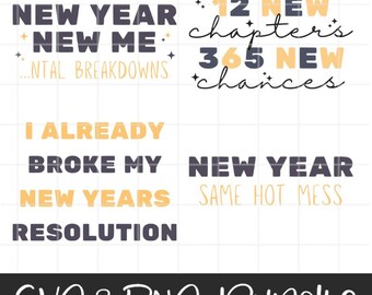 New Year's Resolutions SVG PNG Bundle, Digital Download for Crafting & DIY Project