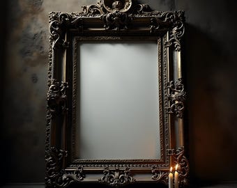 Ornate Picture Frame Mockup | Poster Frame Mockup | Digital Wall Art Frame Mockup | Frame Mockup | Black Frame Mockup | PSD Mockup Wall Art