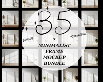 Minimalist Frame Mockup Bundle | Digital Wall Art PSD | Poster Frame Display | Gallery Photo Frame Mockup Set