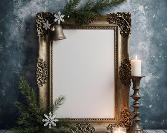 Christmas Frame Mockup | Holiday Frame Mockup | Festive Wall Art Mockup | Xmas Poster Mockup | PSD Frame Mockup | Digital Download