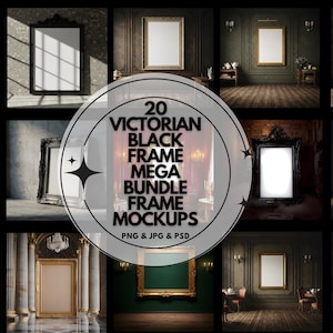 20 pieces of Victorian Black Frame Mockups | Digital Print Mockup | Wall Art Mockup | Poster Mockup | Frame Mockup | Templates for Wall Art
