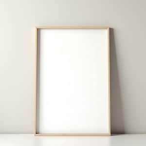 Photorealistic Minimalist Frame with a Thin, Light Wood | Wood Frame | Minimalist Frame Mockup | Thin Frame Mockup | Interior Frame Mockup