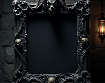 Blank Gothic Frame Mockup | Black Wall Art PSD | Single Picture Frame Mockup | Gothic Art Frame Display