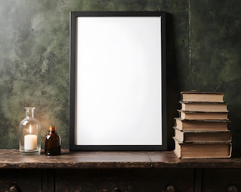 Black Vertical Frame Mockup | Minimal Frame PSD for Posters | Wall Art Display | Printable Digital Frame | Simple Art Mockup | Frame Mockup