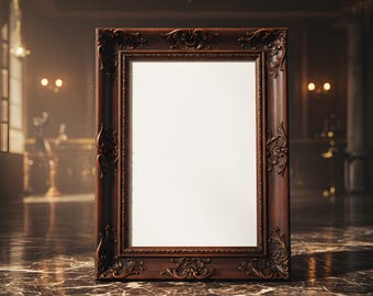 Mockup di cornice vittoriana con ombra / Set di mockup di cornice gotica / Pacchetto PSD di arte da parete scura / Mockup di interni suggestivi / Mockup di cornice vintage PSD /